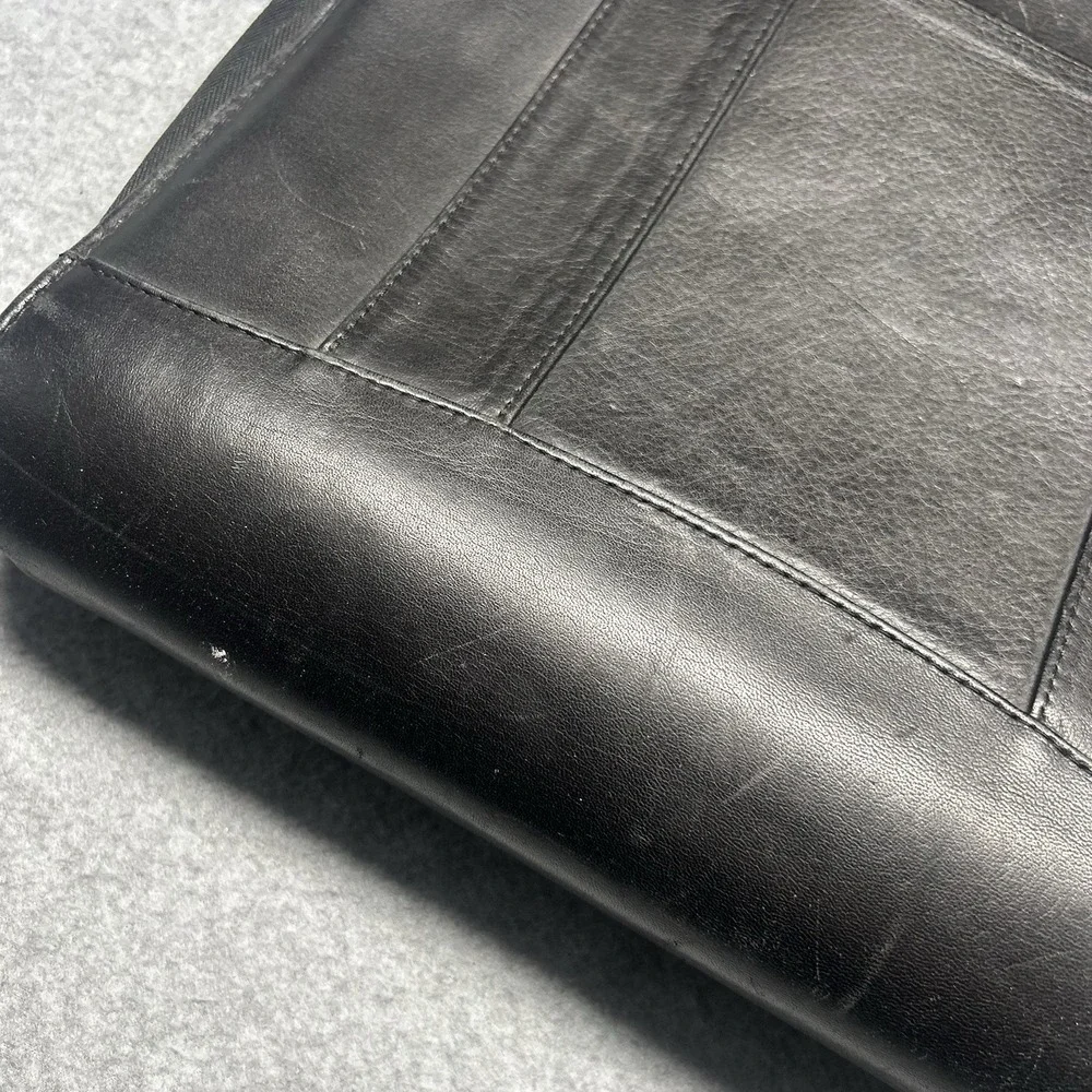 Franklin Covey Leather Vintage Planner Space-maker Zipper Binder Black